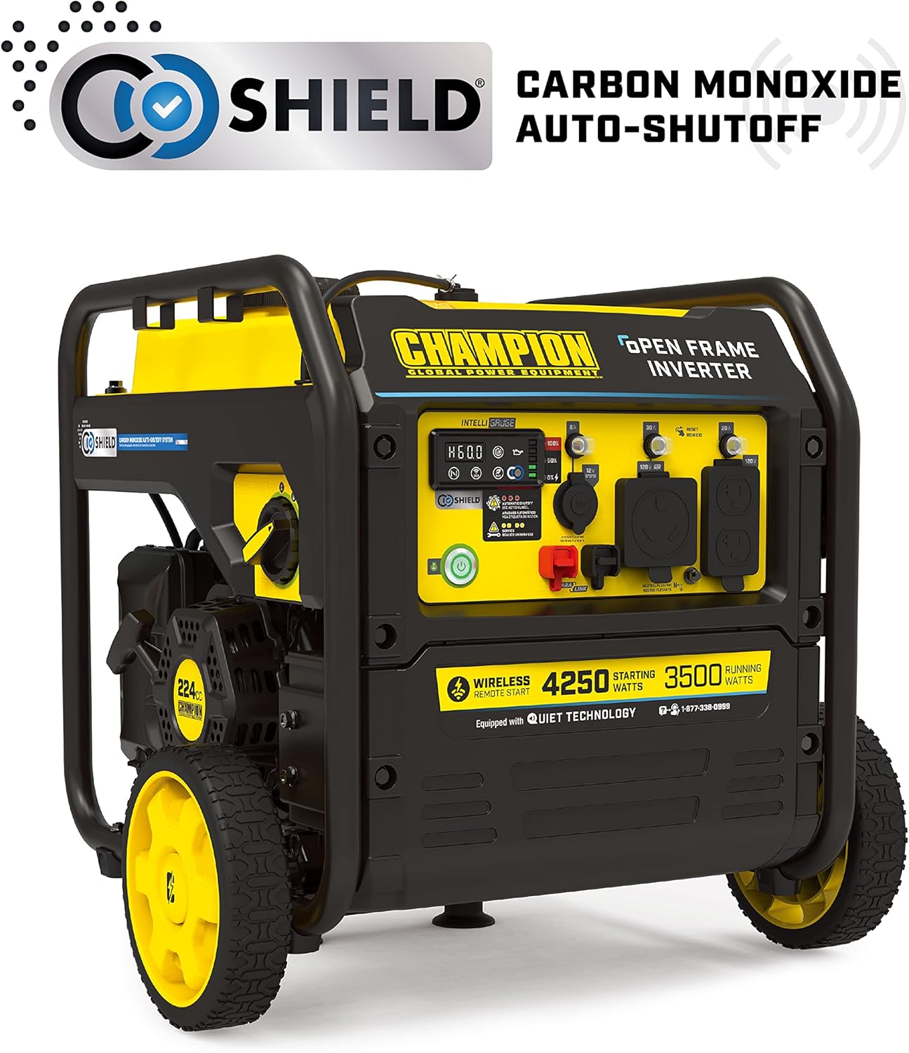 Champion Power Equipment 201185 4250-Watt Wireless Remote Start Open Frame Inverter Generator, CO Shield