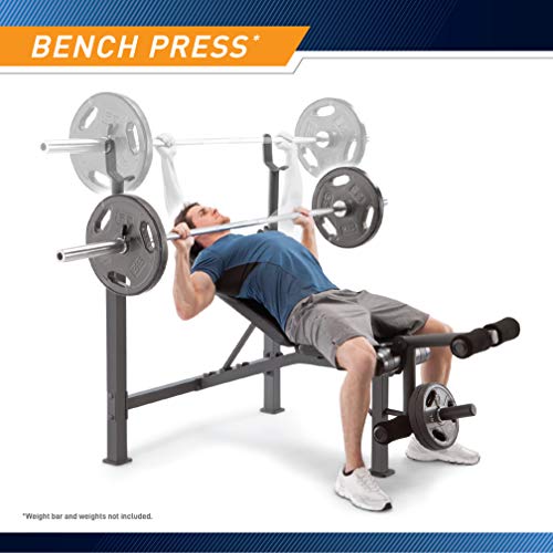 Marcy Olympic Weight Bench with Preacher Curl Pad and Leg Developer for Full-Body Workout