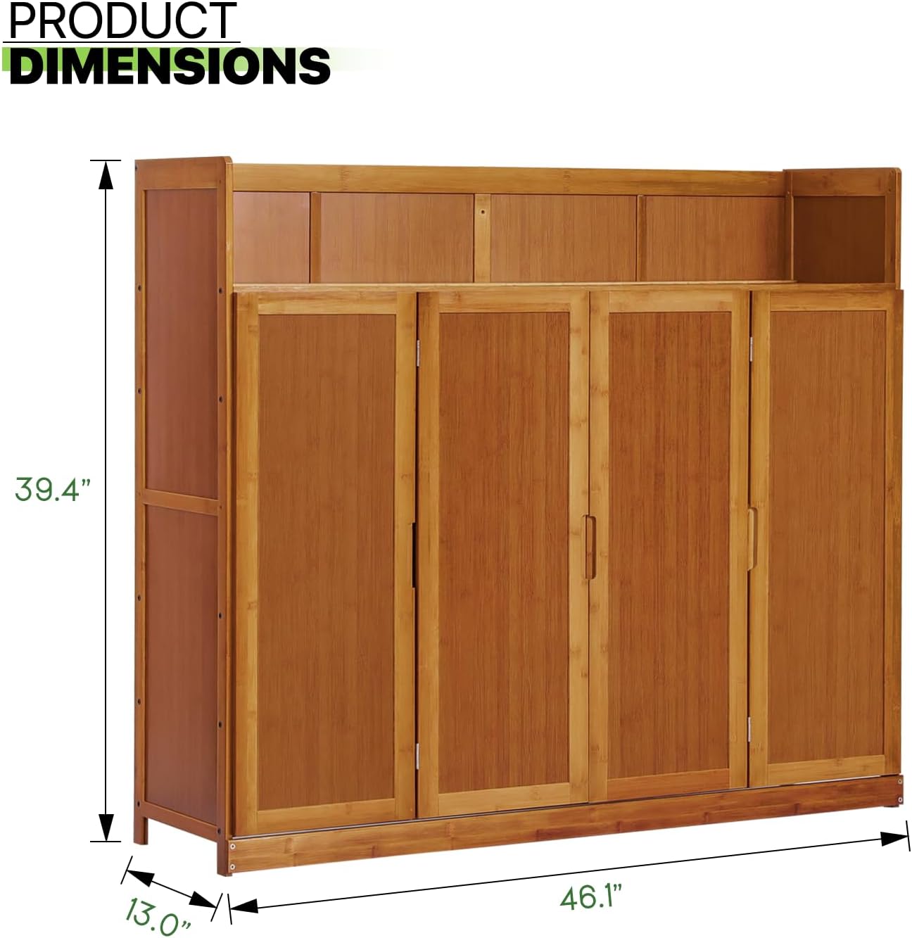 Magshion 5 Tier Bamboo Shoe Cabinet with Doors, Free Standing Shoe Shelf Organizer w/High Baffle, Freestanding Shoe Cabinet Organizer for Convenient Shoe Organization (Brown)