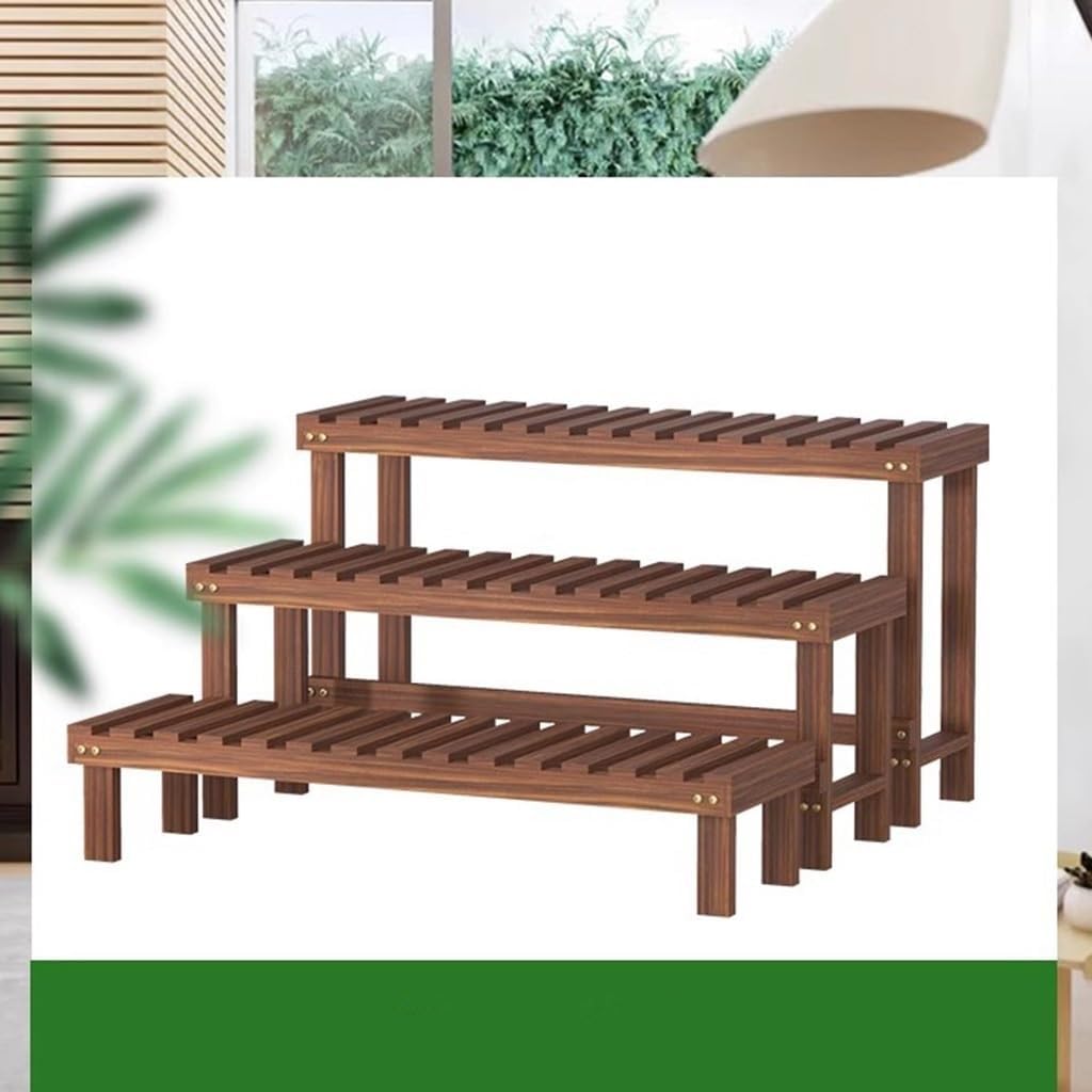 3 Tiered Wood Ladder Plant Stand, Freestanding Flower Pot Display Rack, Multiple Planter Display Shelf for Living Room Corner Balcony Office Lawn Patio Garden