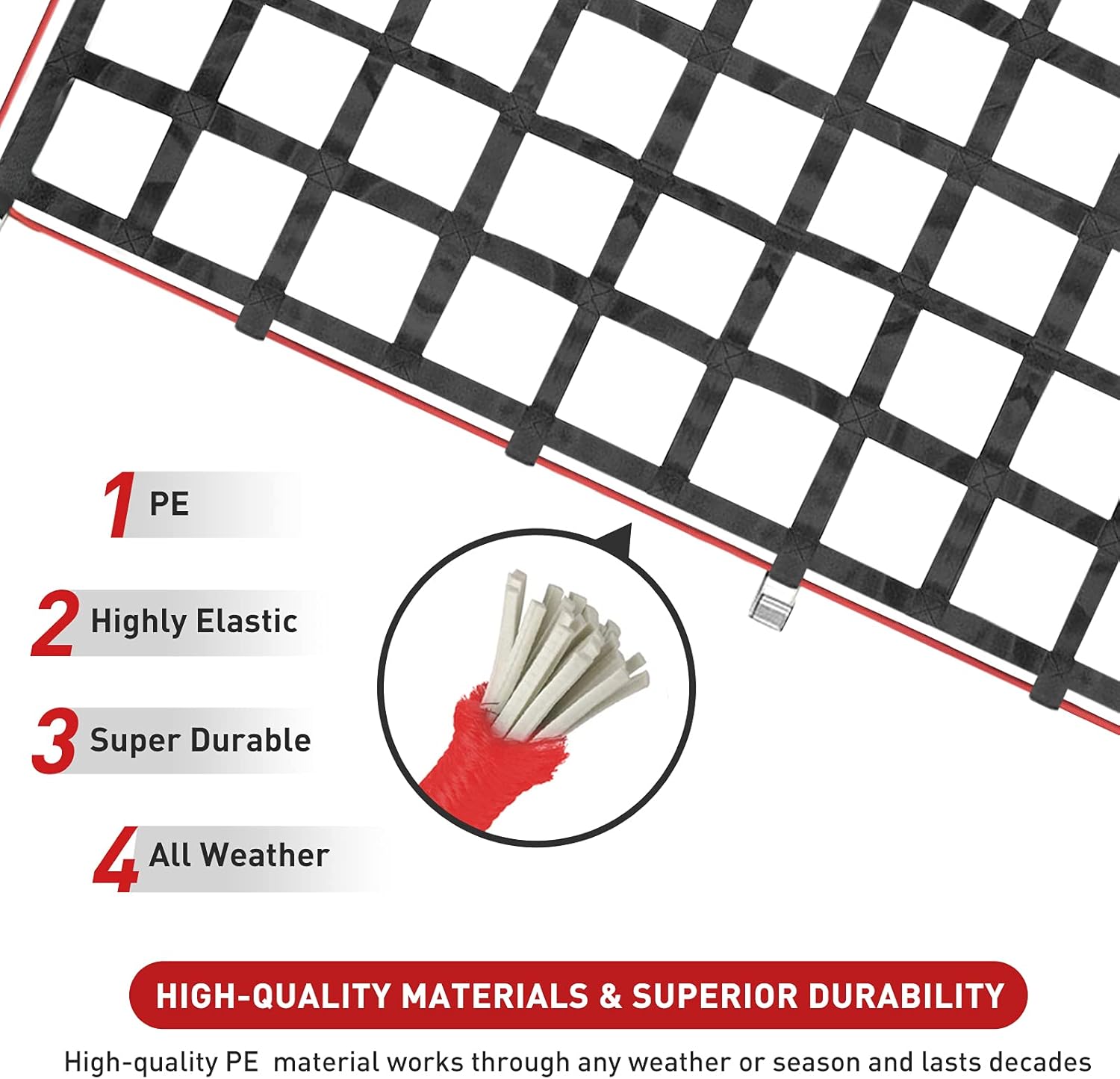 AUTOGEN Truck Bed Cargo Net, 57x73 Cargo Net with Cam Buckles & S-Hooks, Heavy Duty Cargo Nets Capacity 1100LBS for Pickup Trucks (4.75' x 6')