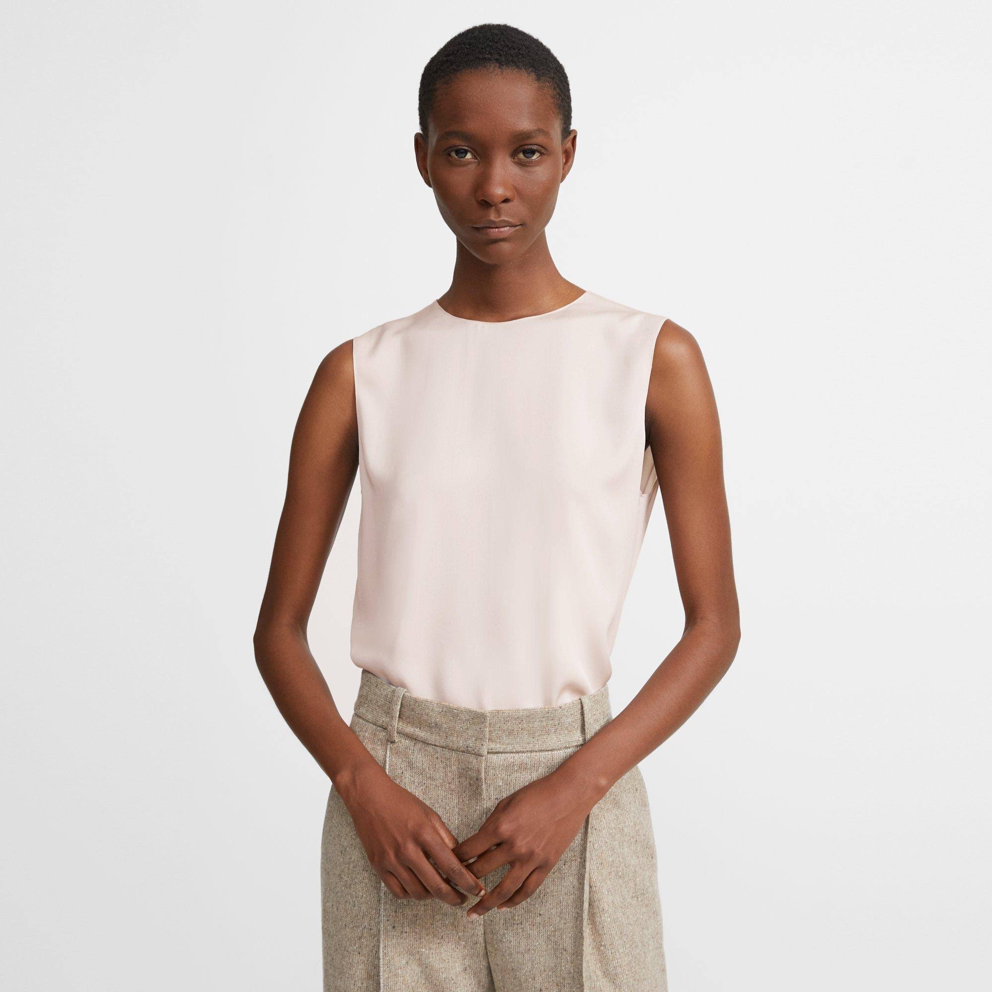 Theory Sleeveless Silk Stretch Top - Pink