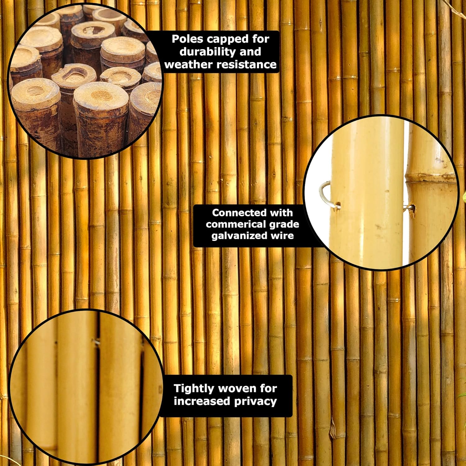 Backyard X-Scapes Natural Bamboo Fencing Decorative Rolled Fence Panel 0.75 in D x 6 ft H x 8 ft L