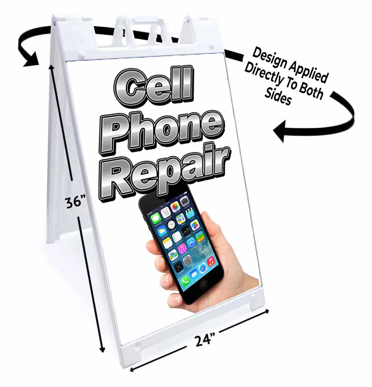 Cell Phone Repair (24" X 36") Standard A-Frame Signicade, Includes Decal Applied To Stand