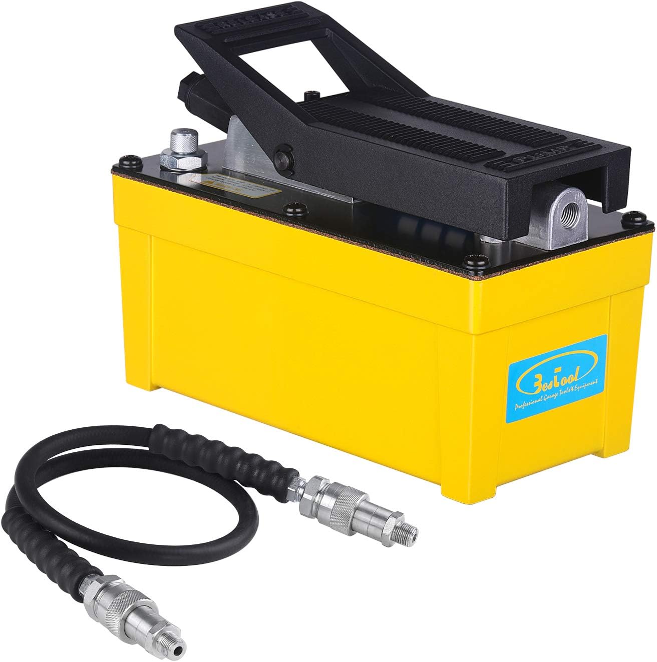 BESTOOL Air Hydraulic Pump - 10,000 PSI Hydraulic Foot Pump Pressure 1/2 Gal Air Actuated Treadle Hydraulic Pump (Single Acting) Black-Without Hose