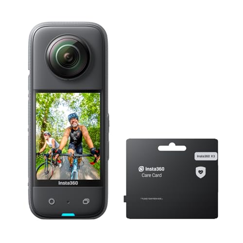 Insta360 X3 Get-Set Kit- Waterproof 360 Action Camera with 1/2" 48MP Sensors, 5.7K 360 Active HDR Video, 72MP 360 Photo, 4K Single-Lens, 60fps Me Mode, Stabilization, 2.29" Touchscreen, AI Editing