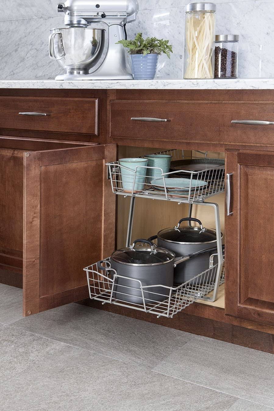 ClosetMaid 2-Tier Kitchen Cabinet Organizer, Nickel