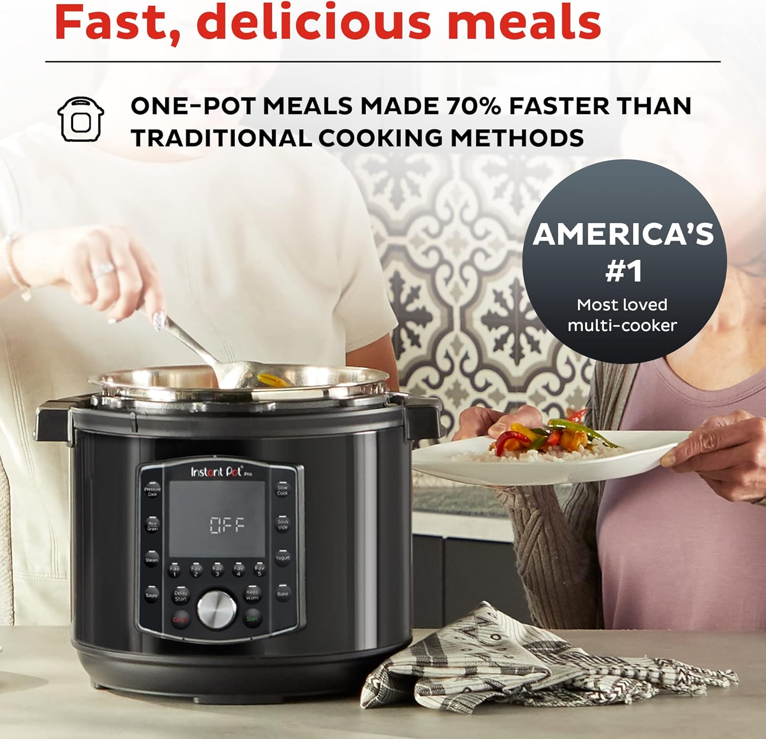 Instant Pot Pro 10-in-1 Pressure Cooker, Slow Cooker, Rice/Grain Cooker, Steamer, Saute, Sous Vide, Yogurt Maker, Sterilizer, and Warmer, 6 Quart & Ceramic Inner Cooking Pot - 6 Quart