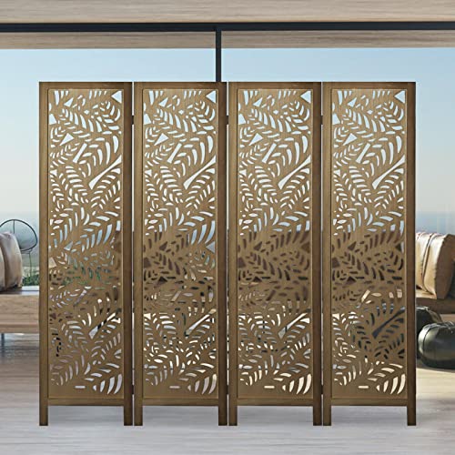 ECOMEX 6 Panel Room Divider, Cutout Room Divider Wall, Freestanding Folding Room Divider Screen, Room Dividers and Folding Privacy Screens Room Partition for Office (Brown)