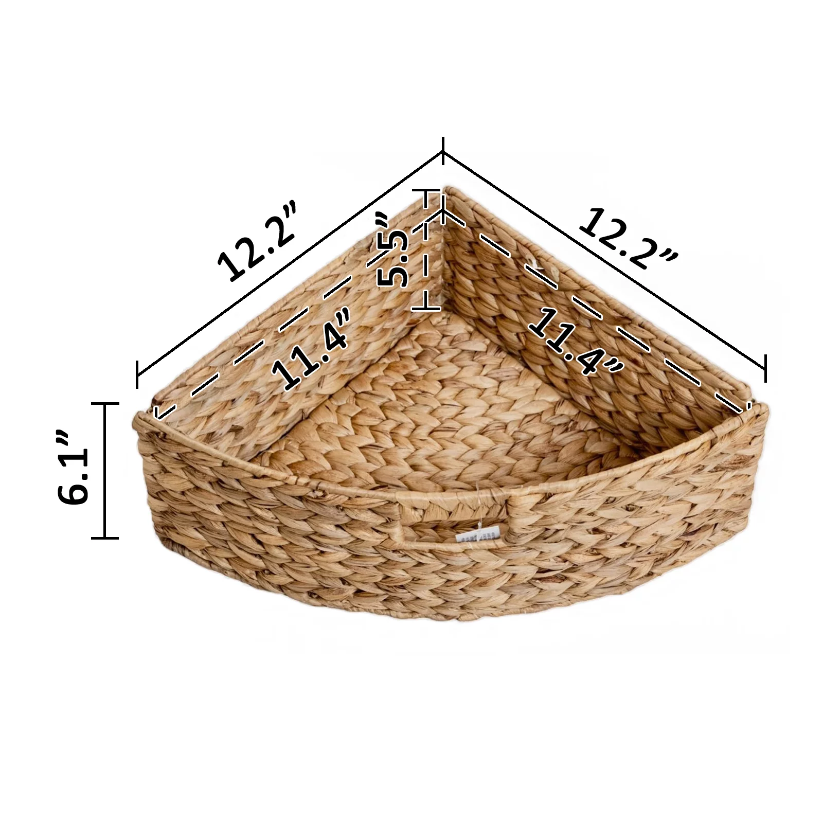 Hampton Meadows 3 Tier X-Side Corner Table Storage Cabinet with 3 Natural Water Hyacinth Wicker Baskets for Living Room, White