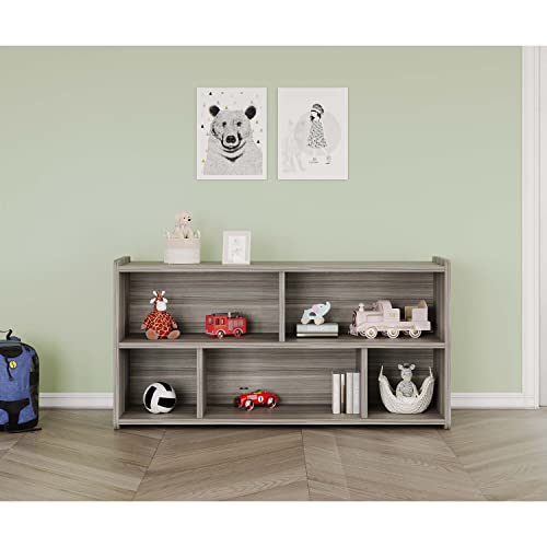 Toddler 5-Compartment Storage Cubby Shelf - Wooden Book and Toy Organizer for Kids Classroom, Nursery, Daycare, Playroom, 46" W x 23.5" H (Maple, Assembled)