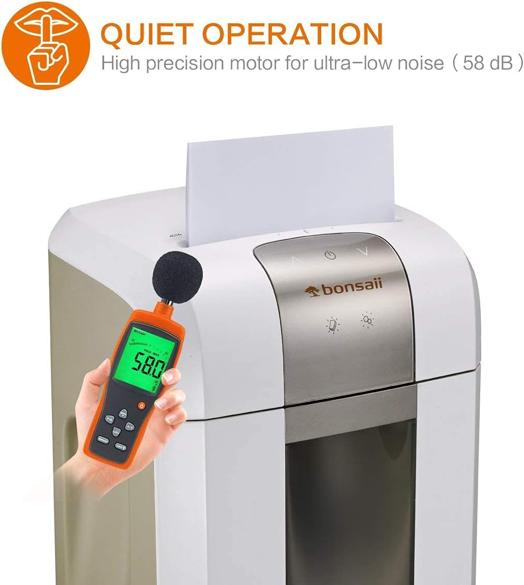 Bonsaii 60-Mintues Super Micro-Cut Paper Shredder, P-5 High Security Heavy Duty Shredder for Office, CD/Credit Cards Ultra Quiet Shredder for Home Office Use, 6-Sheet Capacity/Touch Operation(4S16)