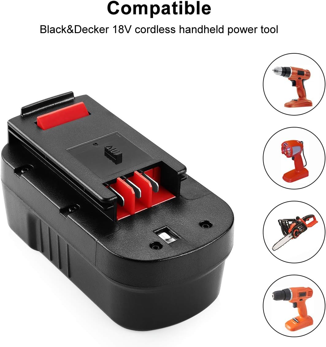 AYTXTG 2Pack 3.6Ah HPB18 Replacement Black and Decker 18V Battery for NiCad 18 Volt B&D Battery + BDCCN24 BDFC240 9.6V 18V 24V Black and Decker Battery Charger