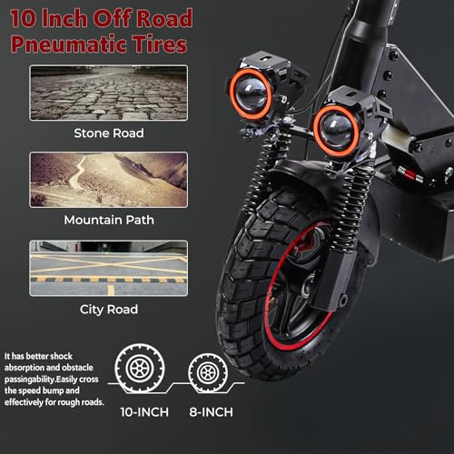Off Road Electric Scooter Adults, 800/1200W Motor, 48V 15/18/21AH Battery, 11" All-Terrain Tires, Heavy Duty E-Scooter with Dual Suspension with Seat