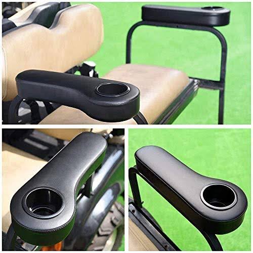 10L0L Golf Cart Rear Seat Kit Arm Rests with Cup Holder, Rear Seat Kit Universal EZGO, Club Car, Yamaha, More (Black)