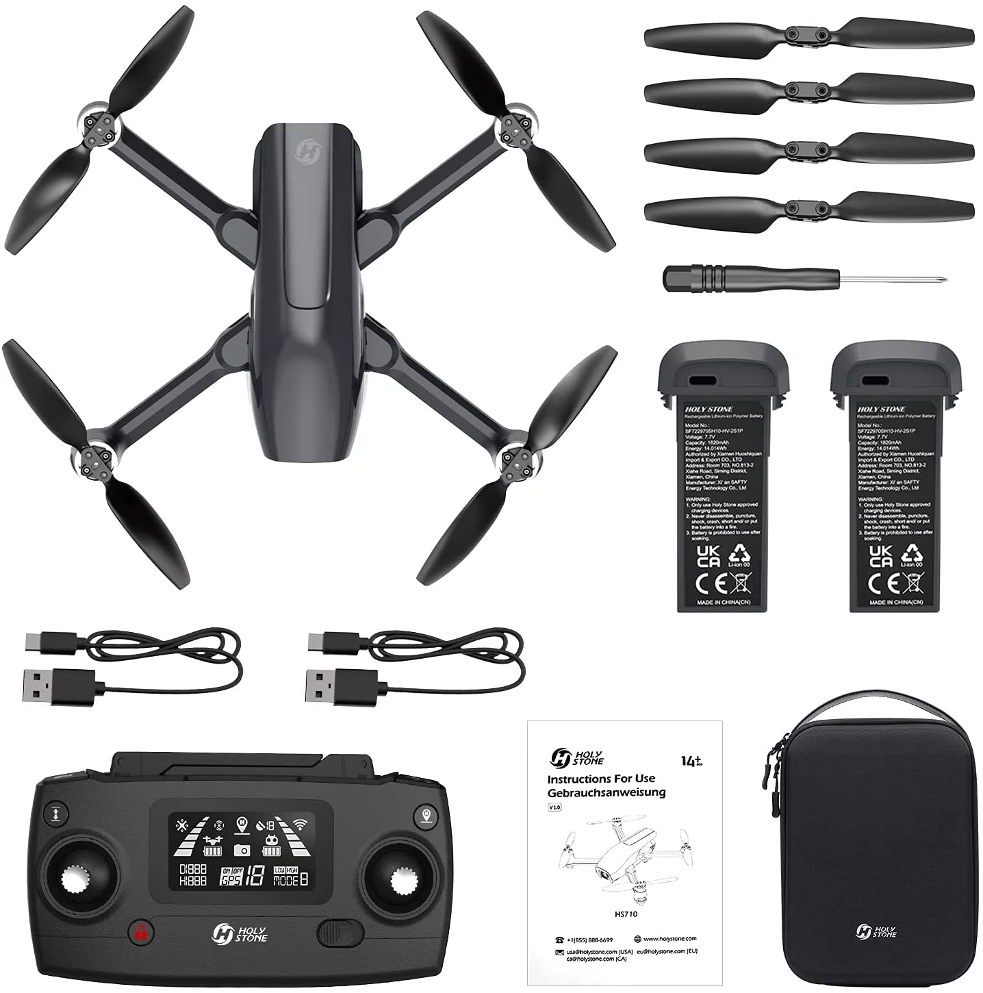 Holy Stone HS710 GPS Drone with 4K Camera for Adults Brushless Motor 50 Mins Flight Time Color White