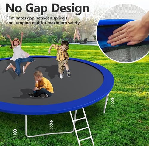 Upgraded 16FT 15FT 14FT 12FT Trampoline for Kids and Adults, Large Outdoor Trampoline with Enclosure, Backyard Trampoline with Basketball Hoop and Net, Capacity for 4-6 Kids and Adults