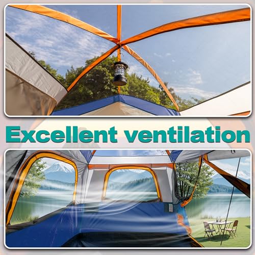 SUV Tent for Camping,Waterproof PU2000mm, Fits 5-8 People,Spacious Double Layer Design, Includes Rainfly & Storage Bag, 8FT L x 8FT W x 7.2FT H