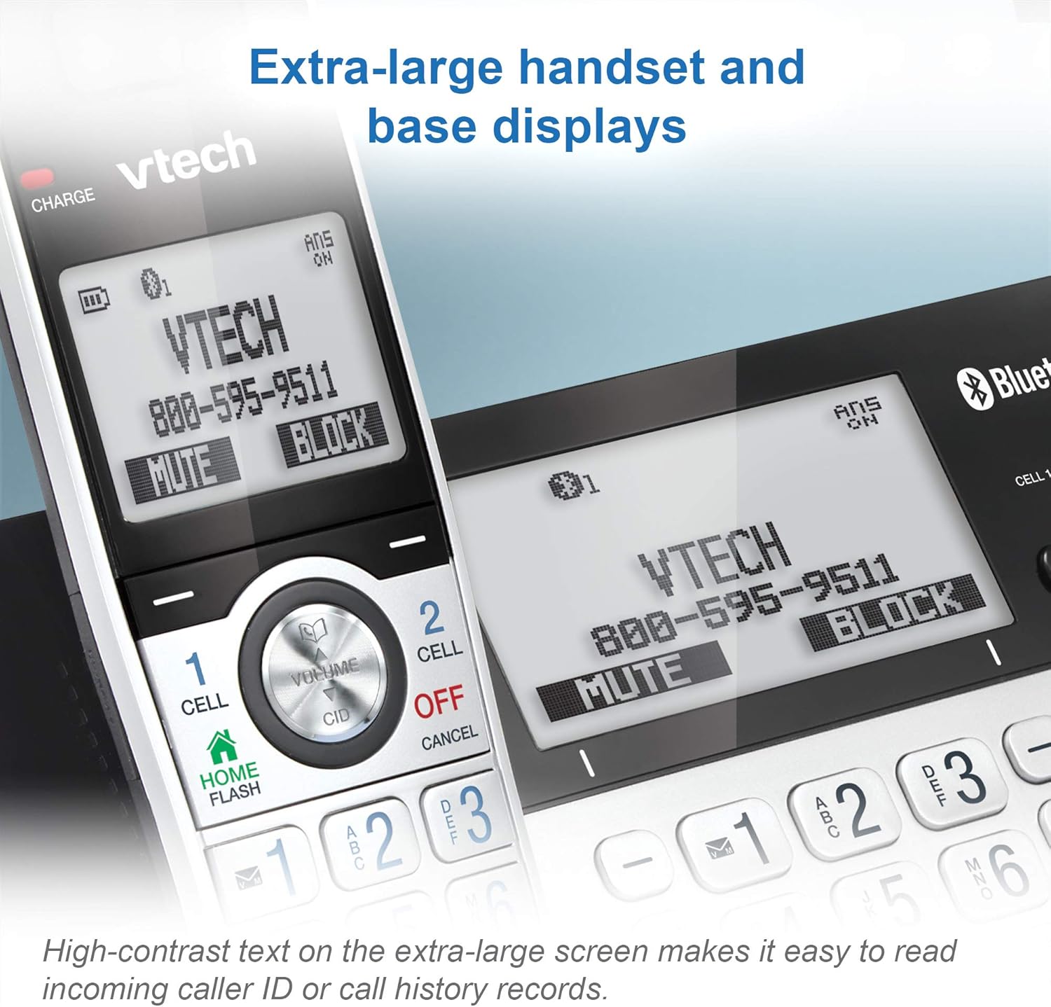 VTech IS8151-5 Super Long Range 5 Handset DECT 6.0 Cordless Phone for Home with Answering Machine, 2300 ft Range, Call Blocking, Bluetooth, Headset Jack, Power Backup, Intercom, Expandable to 12 HS