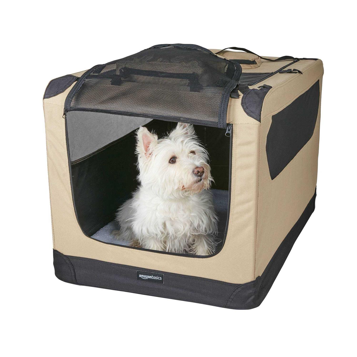 Amazon Basics 2-door Soft-sided Folding Travel Crate Dog Kennel - Pet Supplies online store
