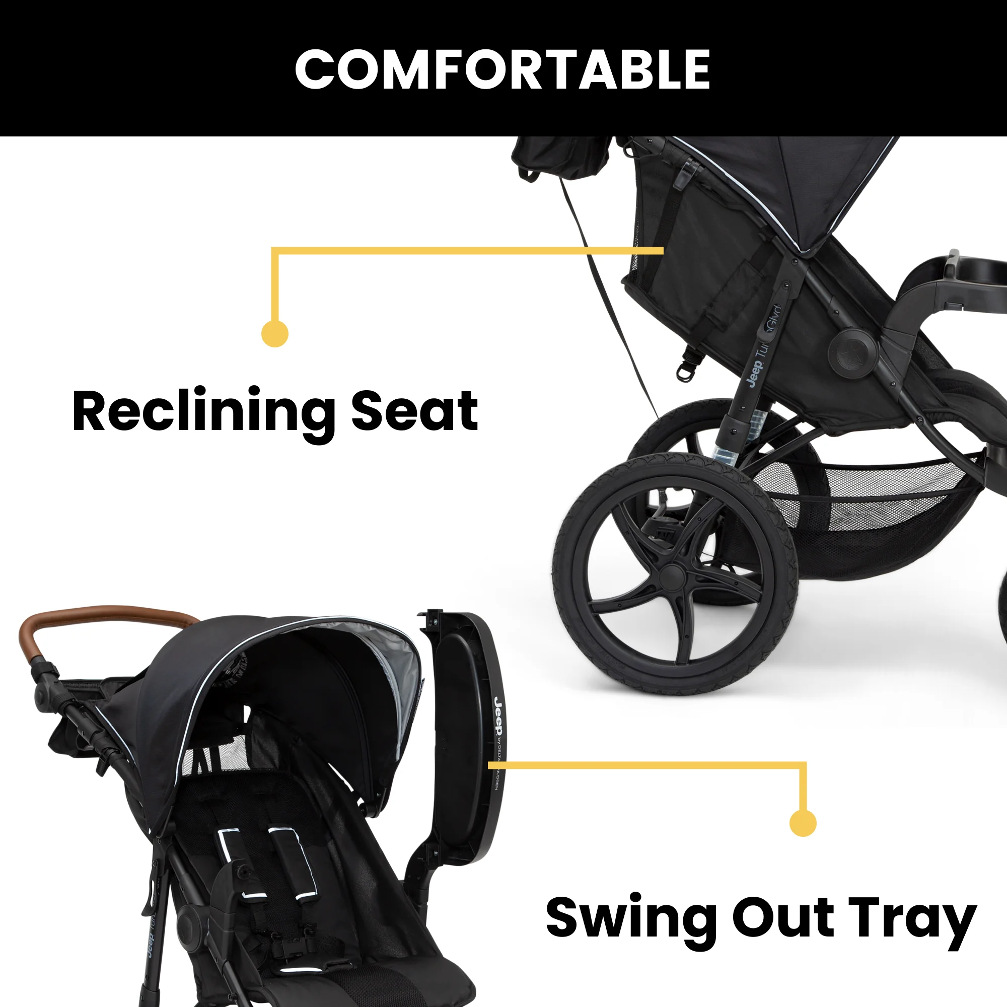 Jeep TurboGlyde Jogging Stroller by Delta Children, Black