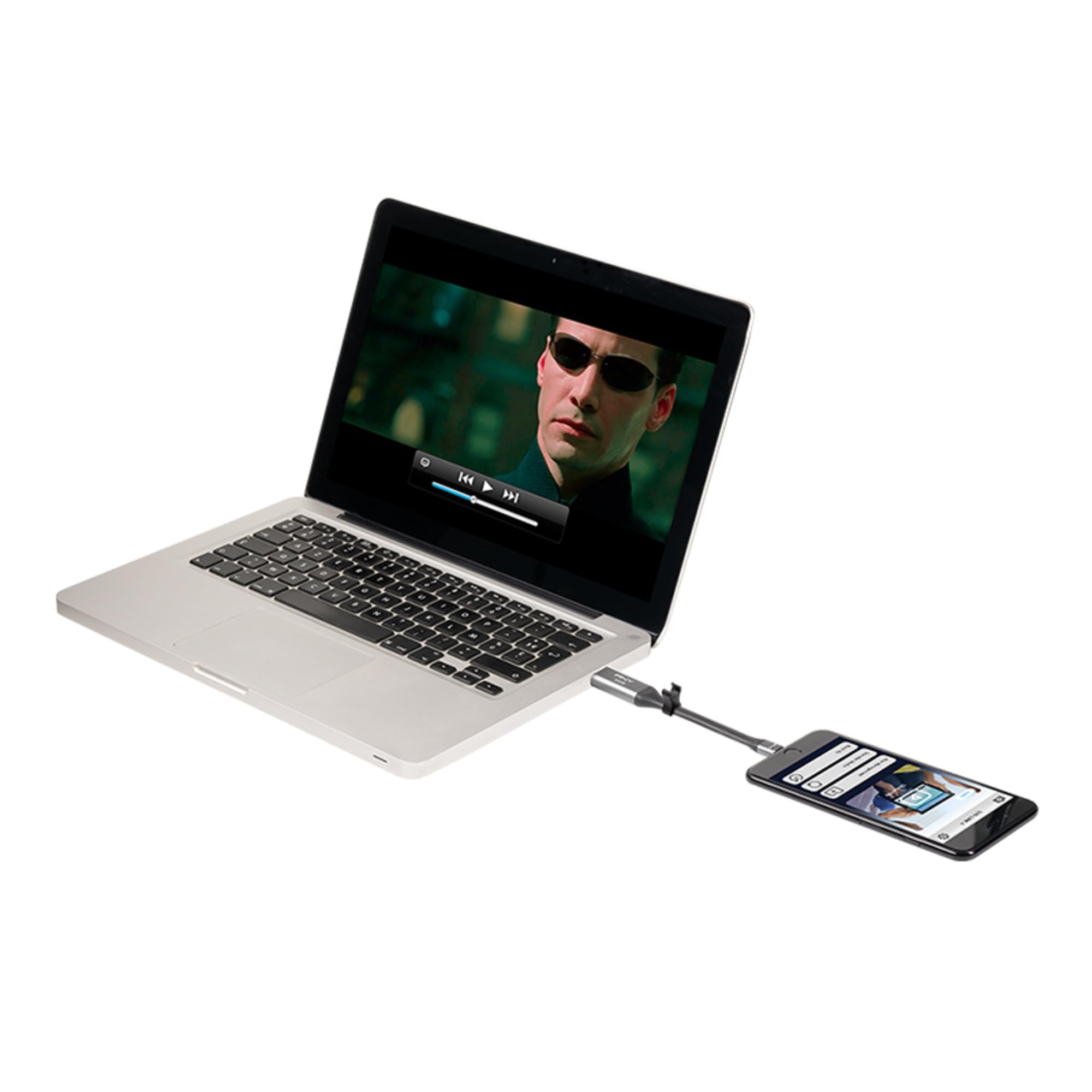 PNY 64GB DUO LINK iOS USB 3.0 OTG Flash Drive for iPhone & iPad and Computers - External Mobile Storage for photos, videos, and more, Metal Gray