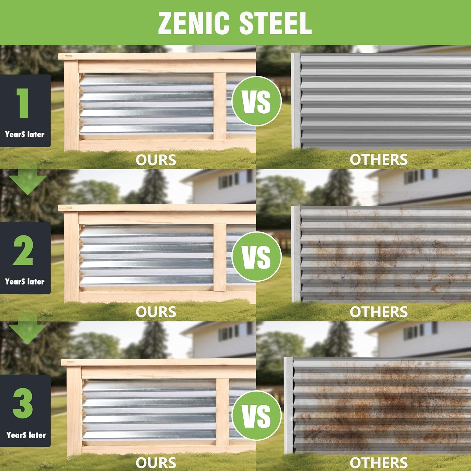Wood Garden Raised Bed Outdoor 4X2X1.2 FT Plant Box Planters for Outdoor Plants with Galvanized Metal for Herbs Vegetables Flowers Great Patio Deck Balcony