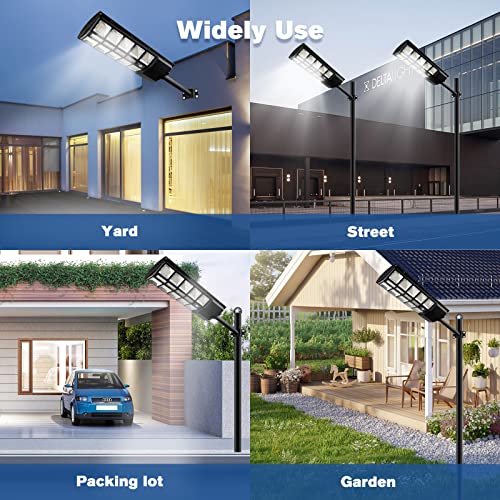 Solar Street Lights Outdoor: Dusk to Dawn Solar Parking Lot Lights with 3 Modes Motion Sensor Remote Control, Security Waterproof Commercial Solar Lights for Outside, Yard, Garage, Driveway