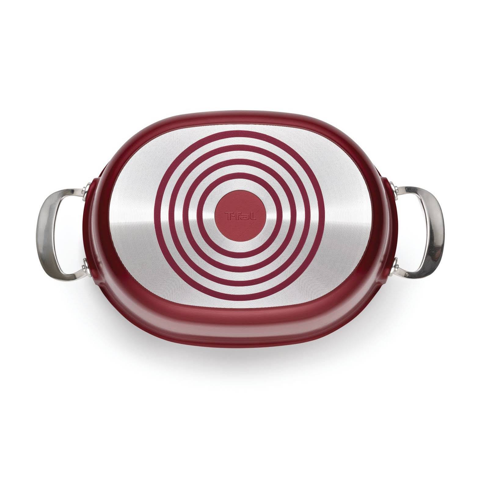 T-Fal Oval Covered 6.3Qt Cast Aluminum Pot, Red