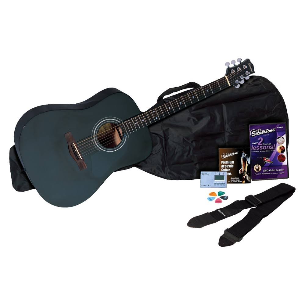 Silvertone SD10 Acoustic Guitar Package Black