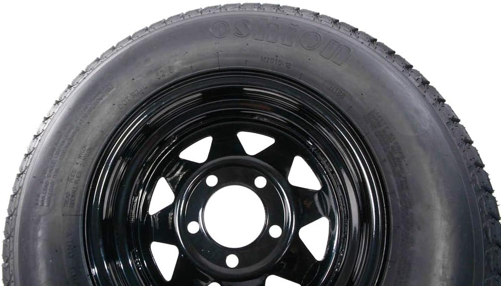 13" Trailer Wheel & Tire with Bias ST175/80D13 Tire Mounted (5x4.5 bolt circle) Black Spoke, Set of 2