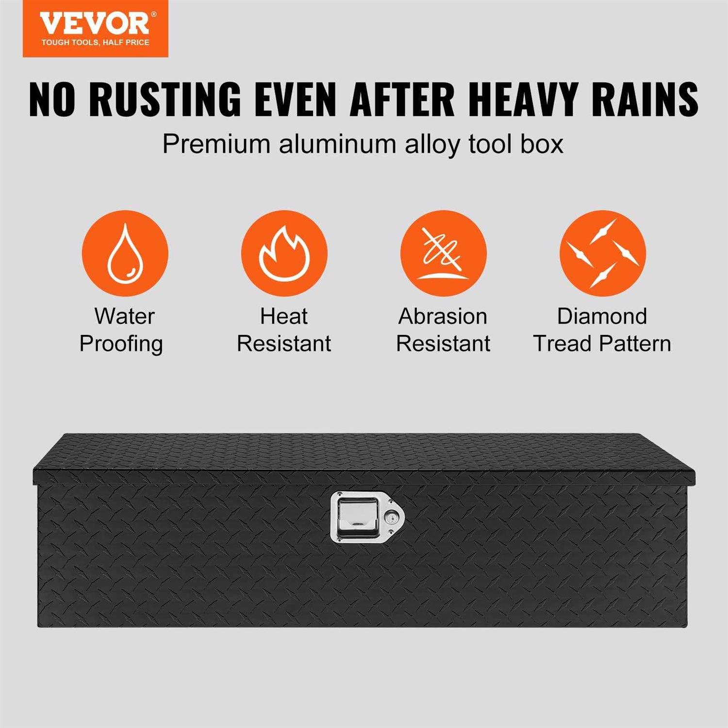 VEVOR Heavy Duty Aluminum Truck Bed Tool Box, Diamond Plate Tool Box with Side Handle and Lock Keys - Shop Hardware Tools Online Store