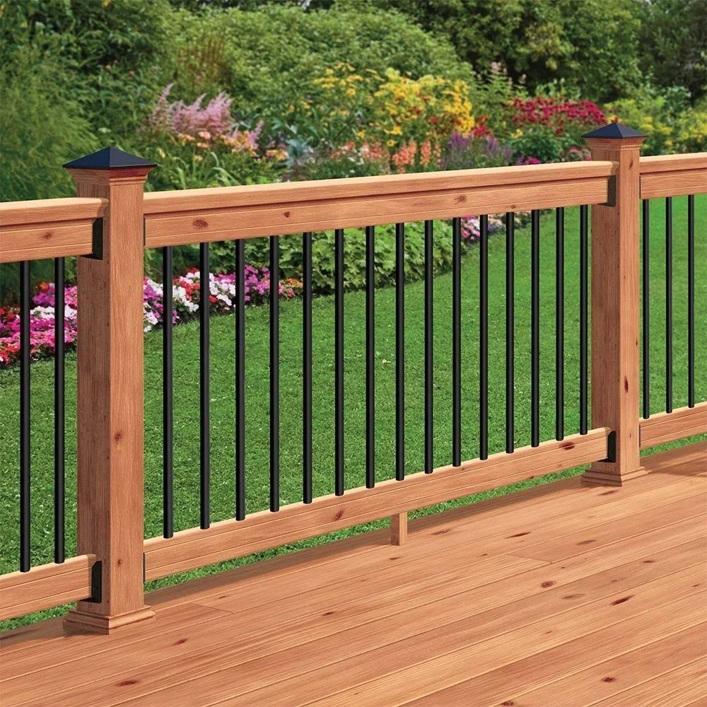 DeckoRail 6 ft. Redwood Deck Rail Kit with Black Aluminum Balusters