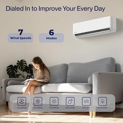 DELLA Optima Series Wifi Mini Split AC Inverter Air Conditioner with Pre-Charged Heat Pump & 16.4ft Installation Kits, Work with Alexa,Energy Star