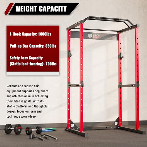 Major Fitness Power Cage, F16 Squat Rack All-in-One 1200lbs Capacity Power Rack with Attachment for Home Gym, Weight Cage