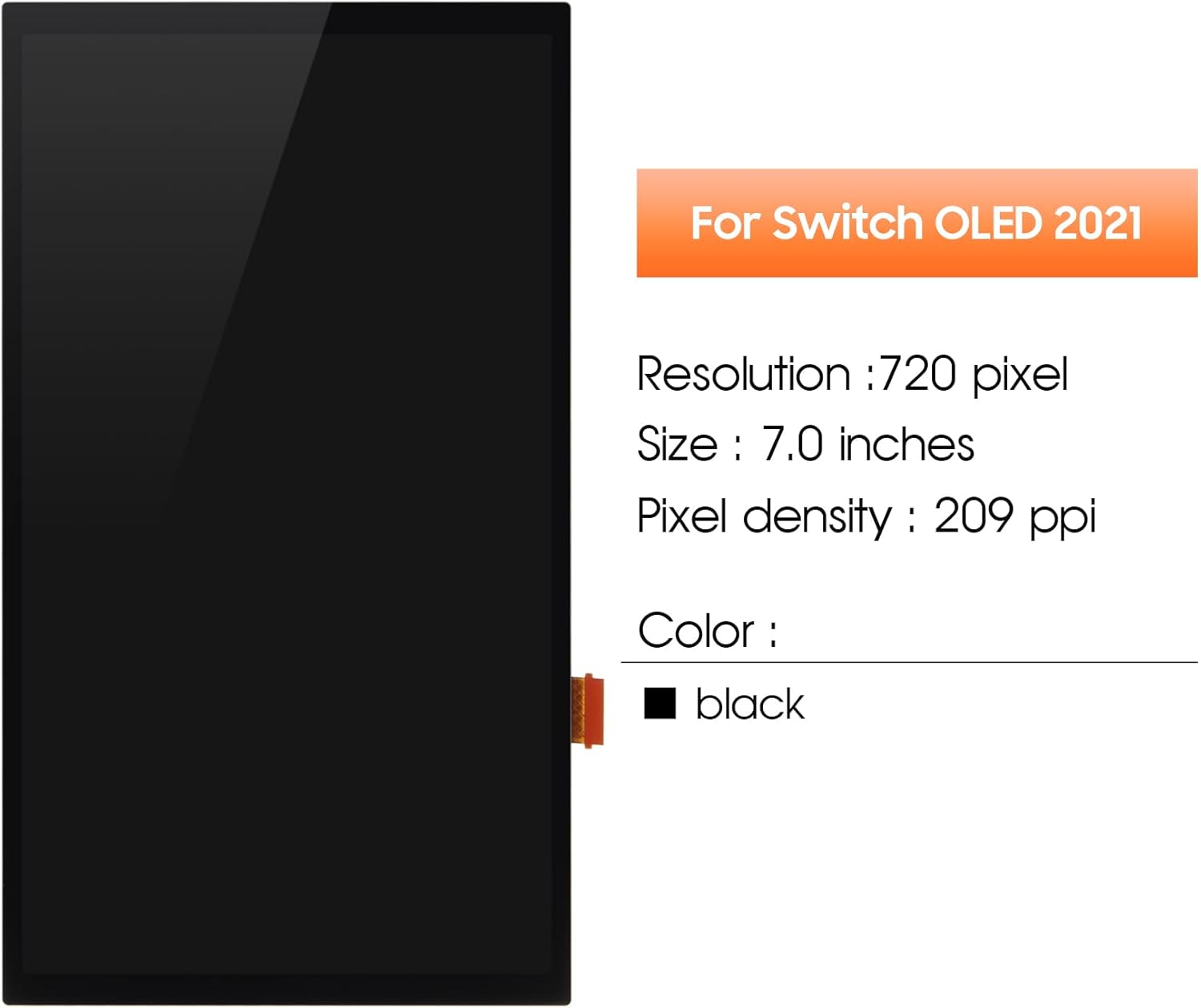OLED Screen for Nintendo Switch OLED 2021 Screen Replacement for Switch OLED 2021 LCD Display Repair Parts（Black