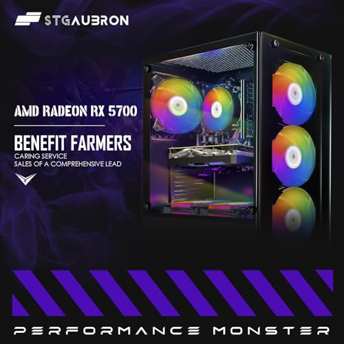 STGAubron Gaming Desktop PC, Radeon RX 580 8G GDDR5, Intel Core i7 3.4G up to 3.9G, 16G DDR3, 1T SSD, 600M WiFi,BT 5.0,RGB Fan x 6,RGB Keyboard&Mouse&Mouse Pad,RGB BT Sound Bar,RGB BT Gaming Mic,W10H6