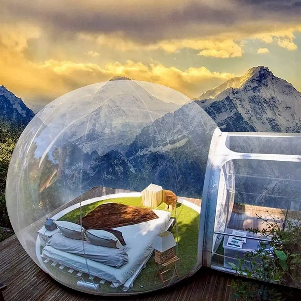 MONIPA Outdoor Inflatable Portable Clear Bubble Tent Canopy Gazebos Single Tunnel Family Camping Backyard Party Event Luxury Dome Air Bubble Quiet Blower 3X5M