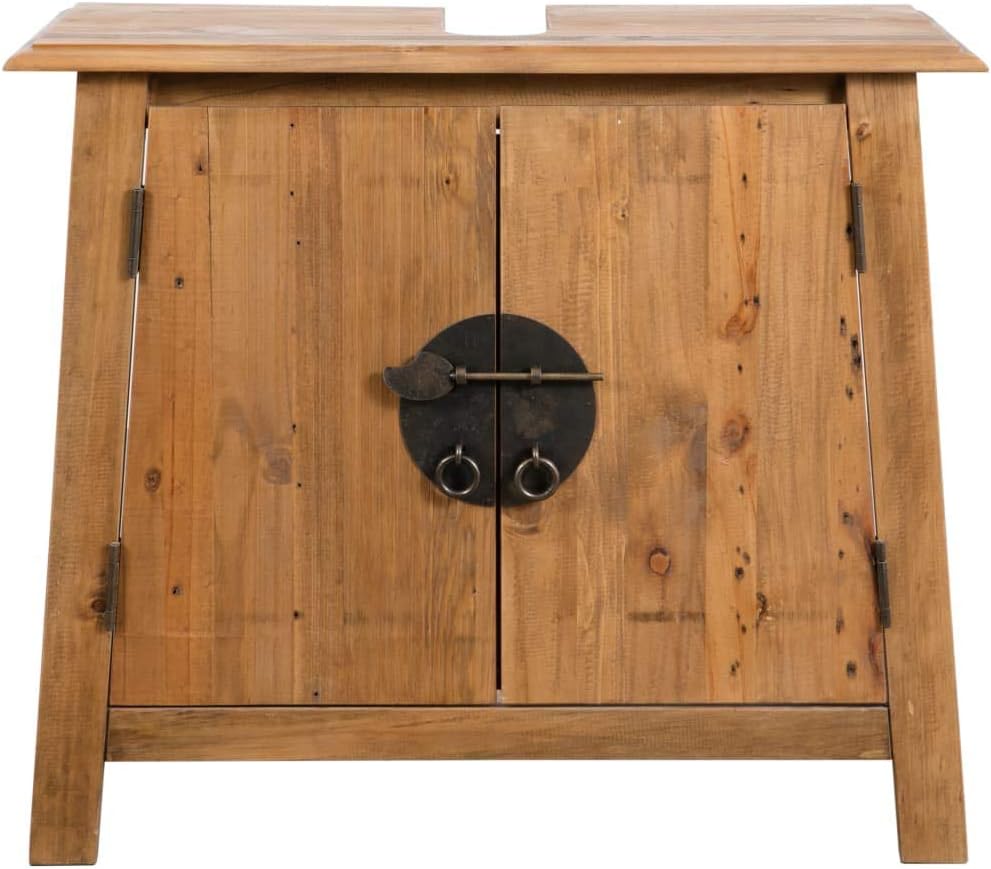 vidaXL Solid Recycled Pinewood Bathroom Vanity Cabinet Vintage Look 27.6