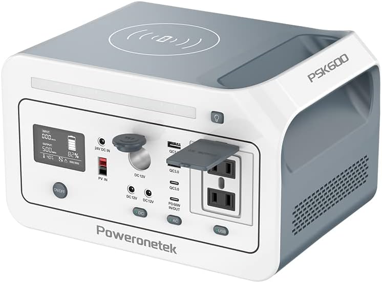 Poweronetek Portable Power Station 600W,460Wh Backup Lithium Battery,110V Pure Sine Wave AC Outlet ,Solar Generator (Solar Panel not Included) for Outdoors Camping Travel Hunting Emergency