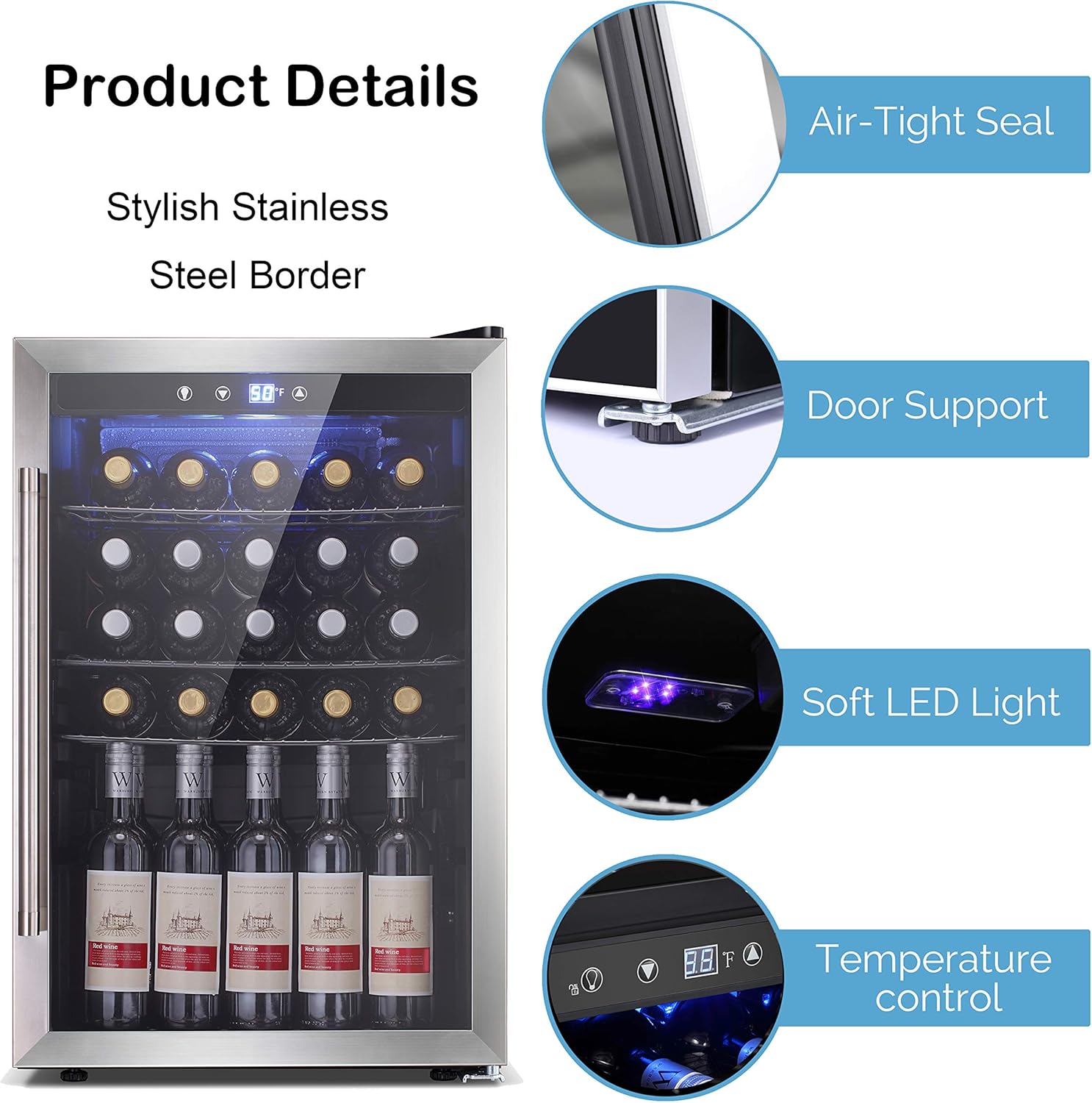 Antarctic Star Beverage Refrigerator Cooler-120 Can Mini Fridge Glass Door for Soda Beer or Wine – Glass Door Small Drink Dispenser Machine Touch Screen for Home, Office or Bar, 4.5cu.ft.…