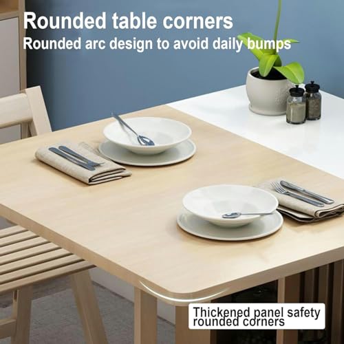 Folding Dining Table, Space Saving Dinner Table with Storage Space and 4 Wheels, Table and Chair Combination Set for Kitchen Small Spaces Apartment,Brown,with 4 Chairs, Wood