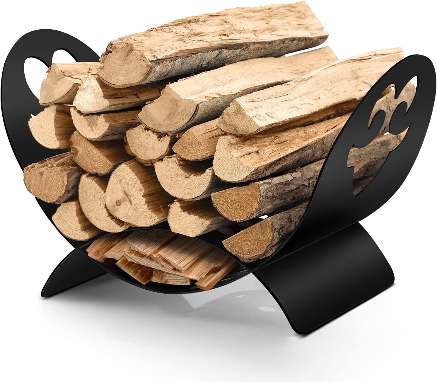 Amagabeli Firewood Rack Indoor Carrier Metal Fireplace Log Holder Basket Outdoor Wrought Iron Fireset Wood Holders Stove Stacking Rack Storage Container Metal Kindling Hearth Large Accessories Black