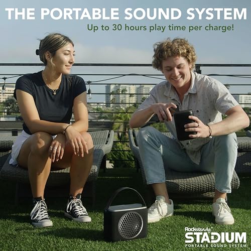Rocksteady Stadium 2.0 Subwoofer - Wireless Portable Bass - Dual EQ- Up to 150 Foot Range - Up to 30 Hour Battery Life - Subwoofer and Carry Strap
