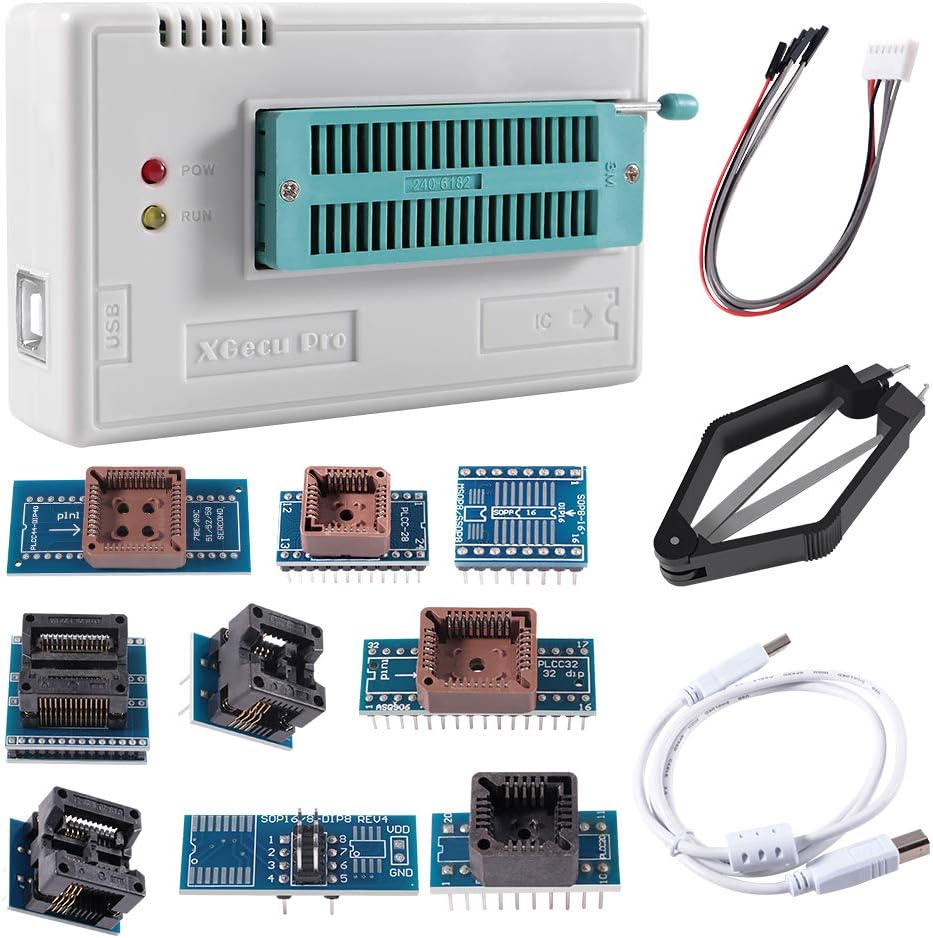 ACEIRMC USB Universal Programmer, TL866II Plus Programmer Flash Programmer for EEPROM Flash 8051 AVR MCU GAL PIC with 10 Adapter (Programmer Host+10Adapter)