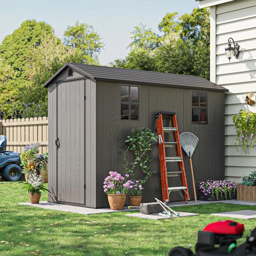 Patiowell 5 x 3 FT Outdoor Resin Storage Shed, Waterproof Plastic Cabinet with Lockable Doors and Adjustable Shelves for Patio Furniture, Pool Accessories and Tools, Beige