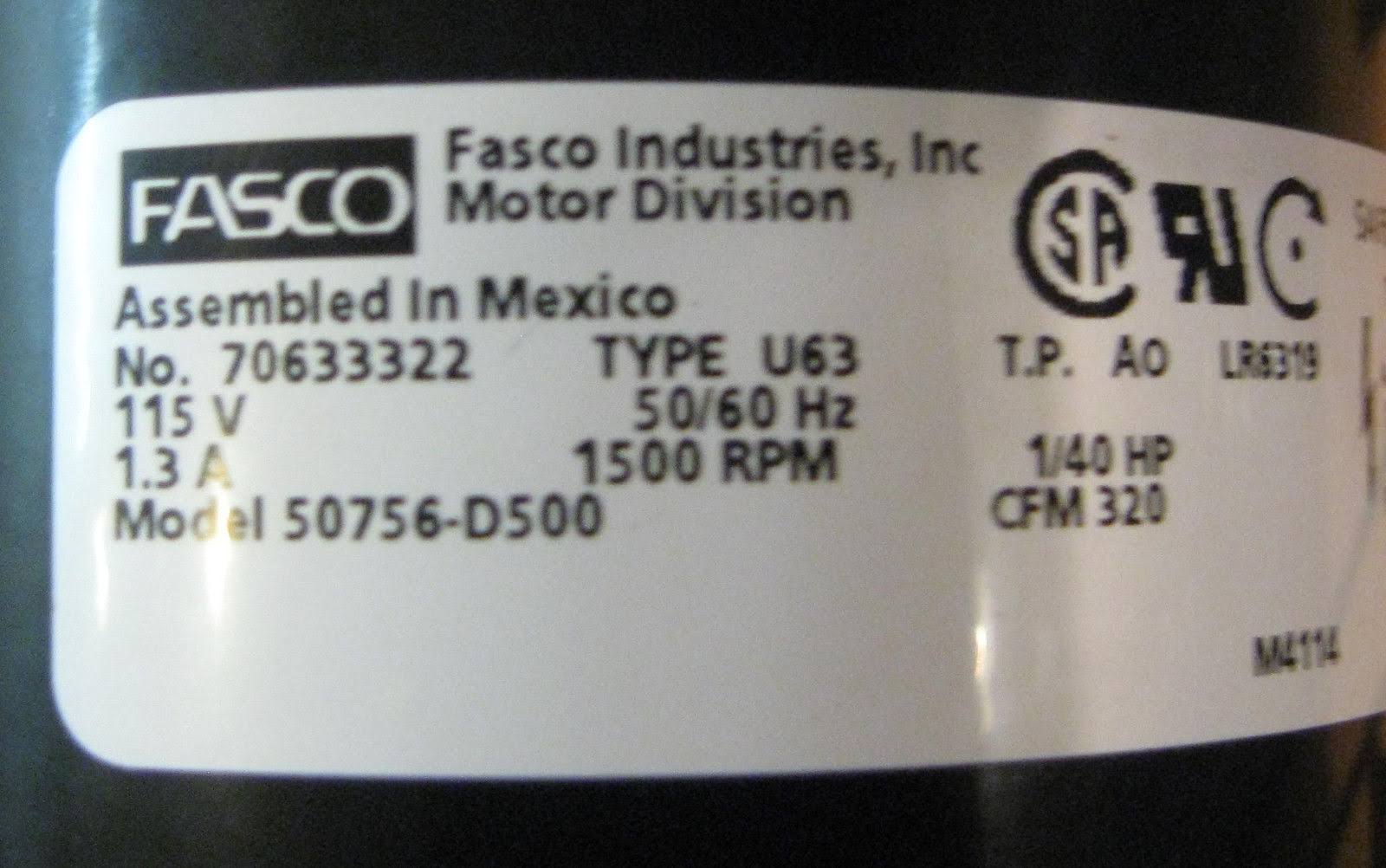 Fasco 50756-D500 Centrifugal Blower