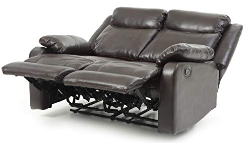 Glory Furniture Ward Faux Leather Double Reclining Loveseat in Dark Brown