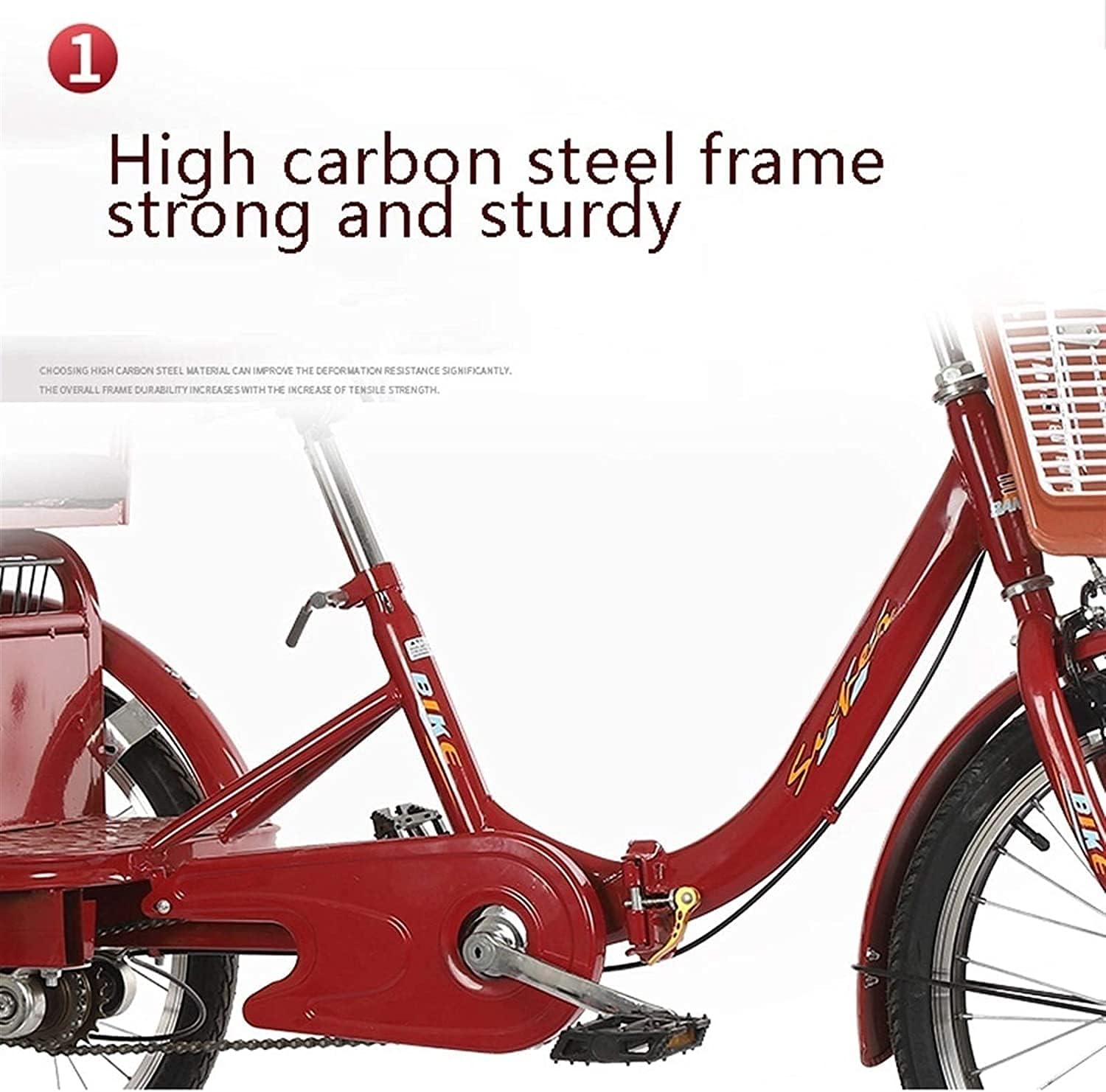 Adult Tricycle - 3 Wheel Bikes for Adults Shopping 20 Inch Adult Tricycles Seniors 3 Wheel Bikes Single Speed Trike with Large Size Basket for Recreation Shopping Exercise Men Women