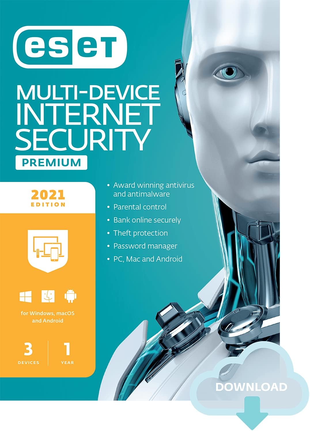 ESET Multi-Device Internet Security Premium | 2022 Edition | 5 Devices | 1 Year | Antivirus Software | Password Manager | Privacy Protection | Antispam | Anti-Theft | Digital Download [PC/Mac/Android/Linux Online Code]